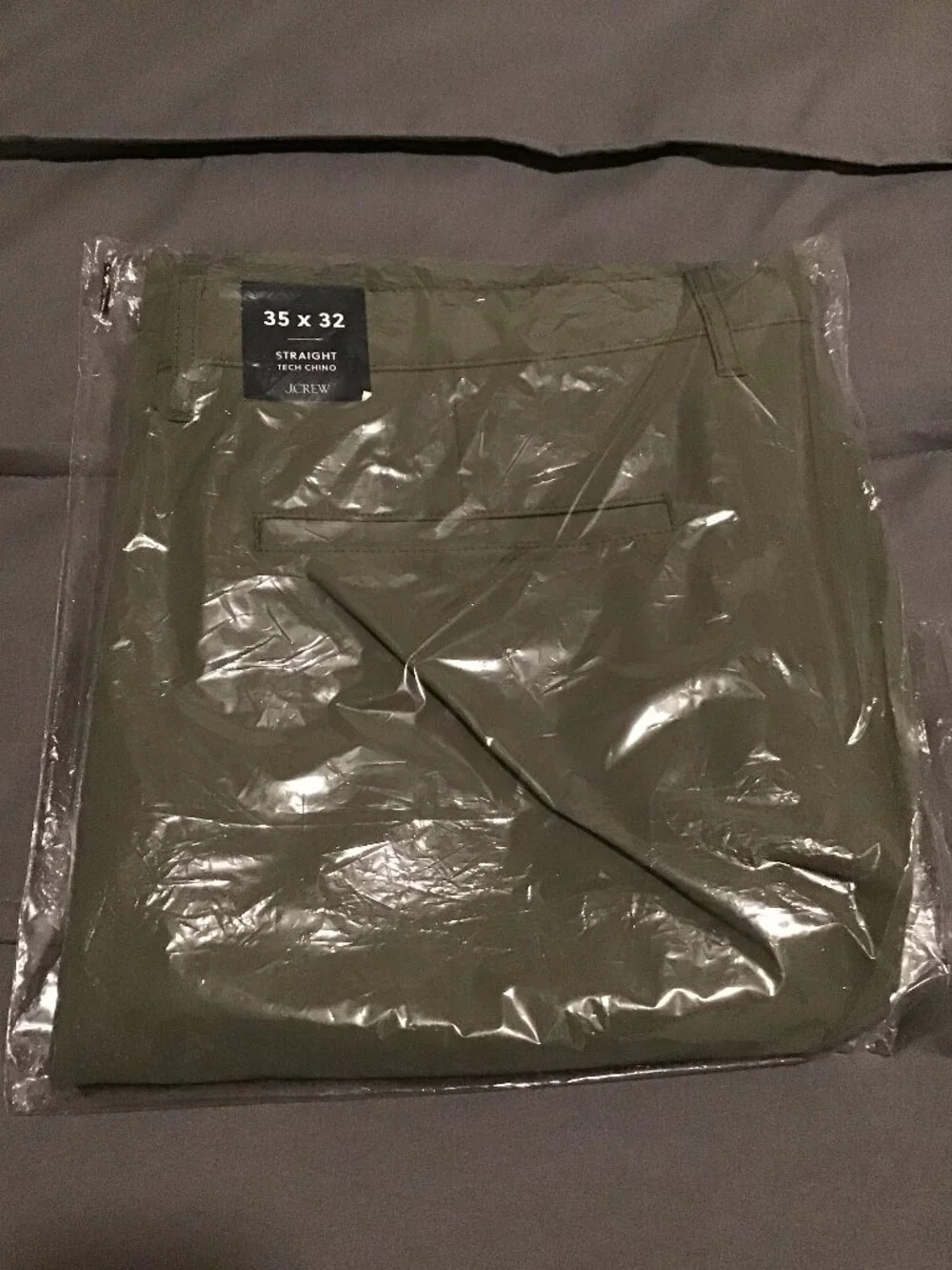 J.Crew Tech Chino Pants Men's 35x32 Olive Green Performance Stretch NWT